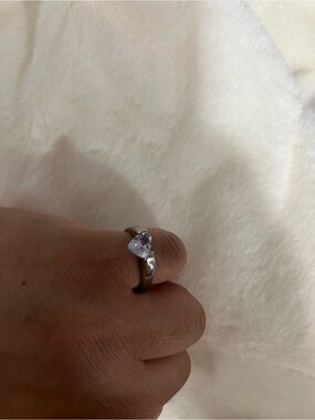 Sterling Silver Heart Cubic Zirconia Ring - Silver